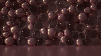Beautiful background with beads, particles and simulation. 3d illustration, 3d rendering.