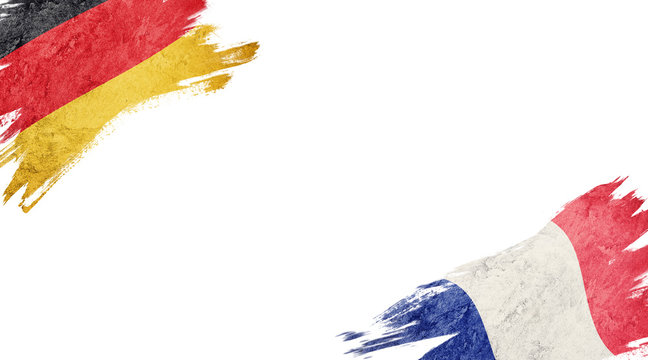 Flags of Germany and France on White Background