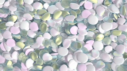 Beautiful background with beads, particles and simulation. 3d illustration, 3d rendering.