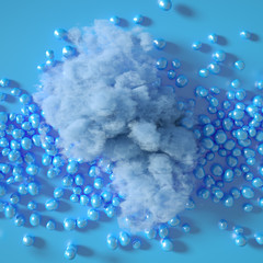 Beautiful background with beads, particles and simulation. 3d illustration, 3d rendering.