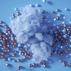 Beautiful background with beads, particles and simulation. 3d illustration, 3d rendering.