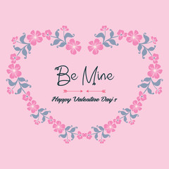 Design element leaf flower frame for greeting card be mine. Vector