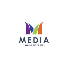 Media Line Logo Letter M templates