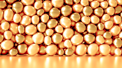 Beautiful background with beads, particles and simulation. 3d illustration, 3d rendering.