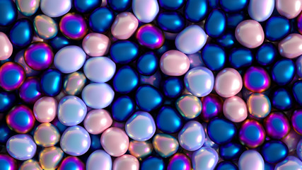Beautiful background with beads, particles and simulation. 3d illustration, 3d rendering.