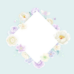 Set of card with flower rose, leaves, bird. Wedding ornament concept. Floral poster, invite. Decorative greeting card or invitation design background