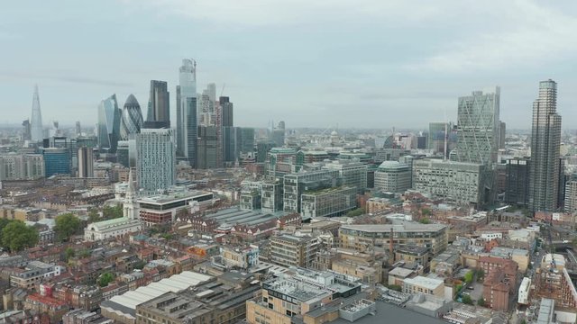 4k Stunning View of London Skyline Showing Both Modern and Historic Buildings