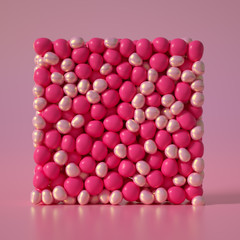 Beautiful background with beads, particles and simulation. 3d illustration, 3d rendering.