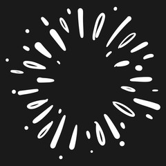 doodle design element. hand drawn of spark firework. vector illustration isolated on black background.