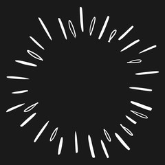 doodle design element. hand drawn of spark firework. vector illustration isolated on black background.