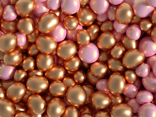 Beautiful background with beads, particles and simulation. 3d illustration, 3d rendering.