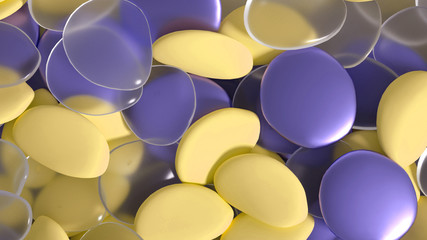 Beautiful background with beads, particles and simulation. 3d illustration, 3d rendering.