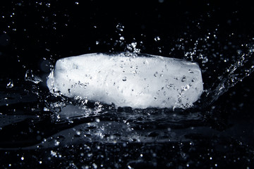 Ice block on black background