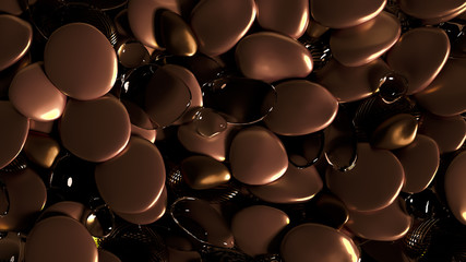 Beautiful background with beads, particles and simulation. 3d illustration, 3d rendering.