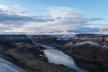 swan falls dam at sunrise