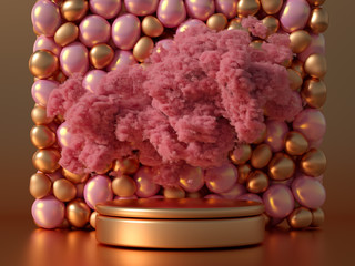 Beautiful background with beads, particles and simulation. 3d illustration, 3d rendering.