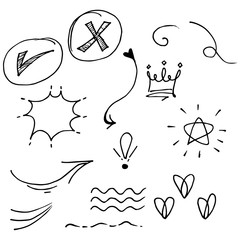 Vector hand drawn collection of design element. Doodle illustration. use for concept design