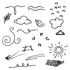 Obraz premium Vector hand drawn collection of design element. Doodle illustration. use for concept design