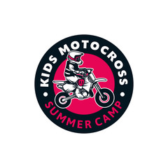 kids motocross summer camp logo badge color sign illustration t shirt