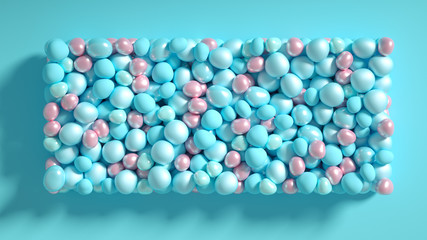 Beautiful background with beads, particles and simulation. 3d illustration, 3d rendering.