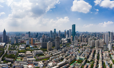 Obraz premium Skyline of Nanjing City in A Sunny Day Taken with A Drone