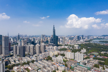 Obraz premium Skyline of Nanjing City in A Sunny Day Taken with A Drone