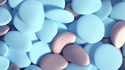 Beautiful background with beads, particles and simulation. 3d illustration, 3d rendering.