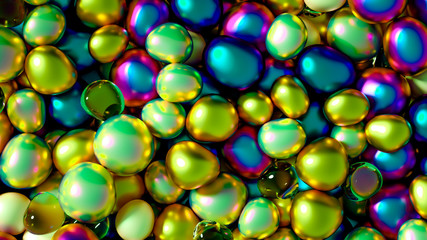Beautiful background with beads, particles and simulation. 3d illustration, 3d rendering.