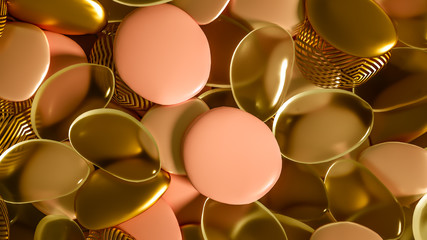 Beautiful background with beads, particles and simulation. 3d illustration, 3d rendering.