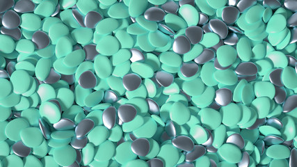 Beautiful background with beads, particles and simulation. 3d illustration, 3d rendering.