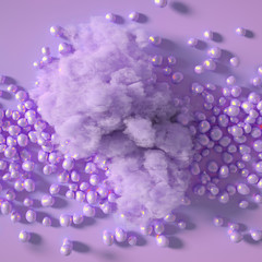 Obraz premium Beautiful background with beads, particles and simulation. 3d illustration, 3d rendering.