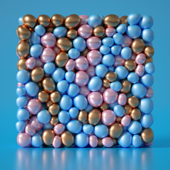 Beautiful background with beads, particles and simulation. 3d illustration, 3d rendering.