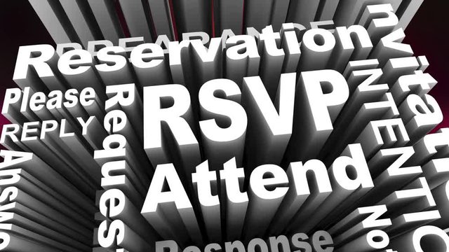  RSVP Reserve Reply Answer Attend Event Words 3d Animation