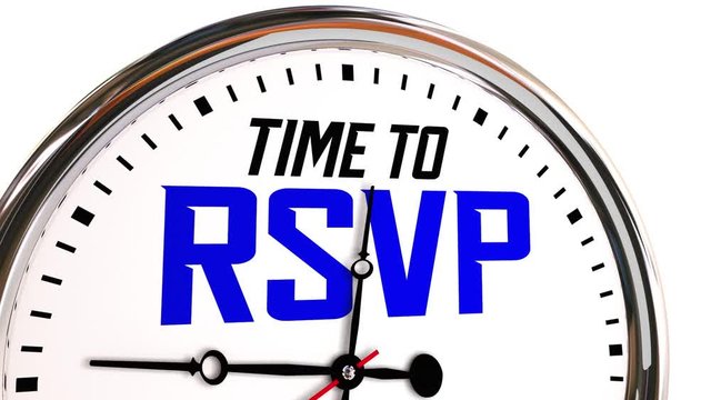 Time to RSVP Reply Reservation Attend Event Clock 3d Animation