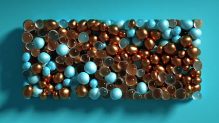 Beautiful background with beads, particles and simulation. 3d illustration, 3d rendering.