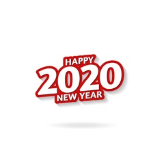 2020 new year template design typography red color