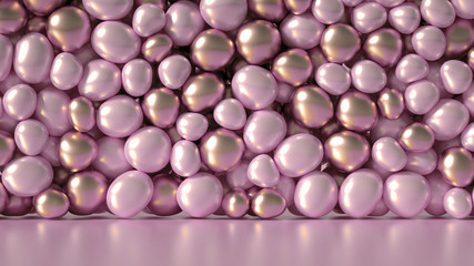 Beautiful background with beads, particles and simulation. 3d illustration, 3d rendering.
