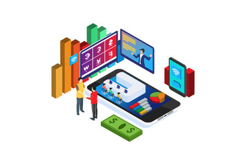 Modern Isometric Digital Currency Exchange Illustration Investment, Web Banners, Suitable for Diagrams, Infographics, Book Illustrations, Game Assets, and Other Graphic-Related Assets
