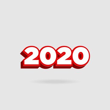 2020 new year template design 3D simple design vector