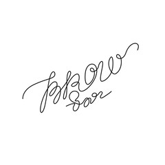 Brow bar, emblem or logo design, inscription, continuous line drawing, hand lettering small tattoo, print for clothes, t-shirt, one single line on a white background, isolated vector illustration.