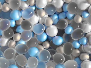 Beautiful background with beads, particles and simulation. 3d illustration, 3d rendering.