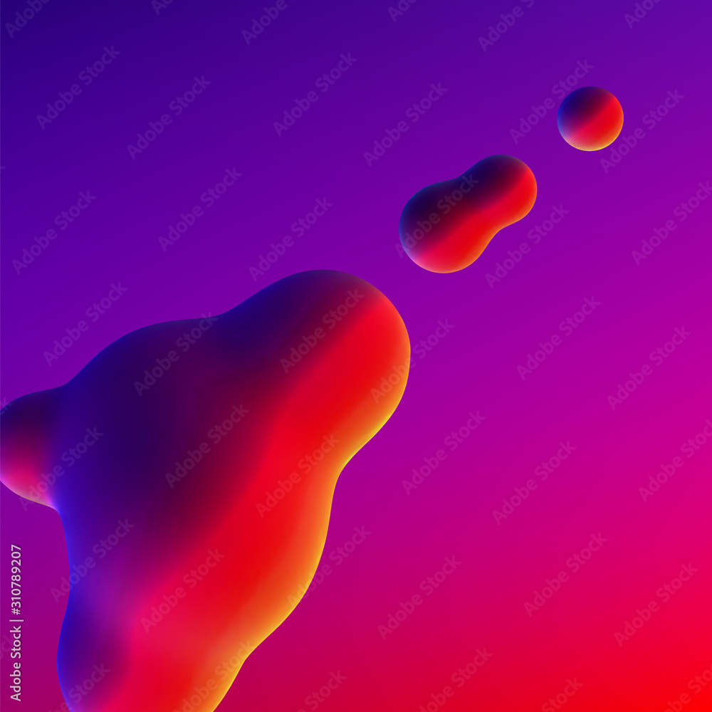 Poster fluid design liquid blobs with vibrant intense colors abstract background