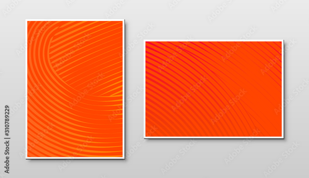 Poster lush lava orange color plates with color trend of 2020 and light texture on abstract background