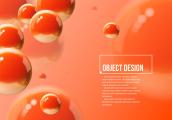 Abstract background with orange or lush lava balls flying in perspective for science and business wallpaper