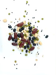 splash of beans  isolated on white background