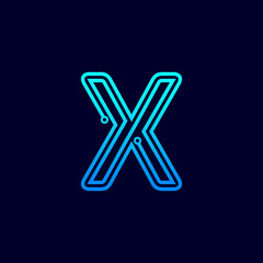 Letter X Modern Technology Logo Design Vector