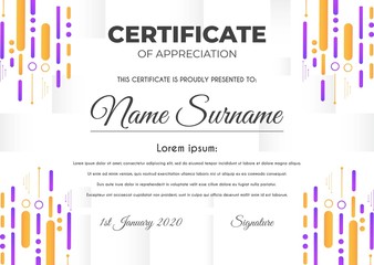 Certificate template with luxury and modern pattern suitable for diploma, conference, and honour. Vector illustration image