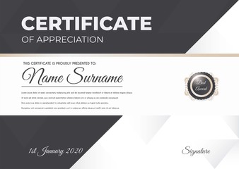Certificate template with luxury and modern pattern suitable for diploma, conference, and honour. Vector illustration image