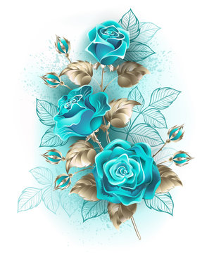 Bouquet of turquoise roses