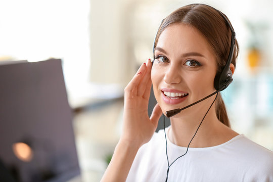 Female Technical Support Agent Working In Office